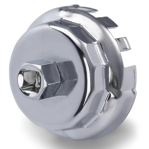 64mm 14 Flutes/6 Slots Oil Filter Cap Wrench Removal Tool Socket Compatible with Toyota, Lexus, and Scion Vehicles Equipped with 2.5L to 5.7L engines, Heavy-Duty Silver Alloy Steel - size: 6 Slot, style: Silver Alloy Steel - 6 Slot