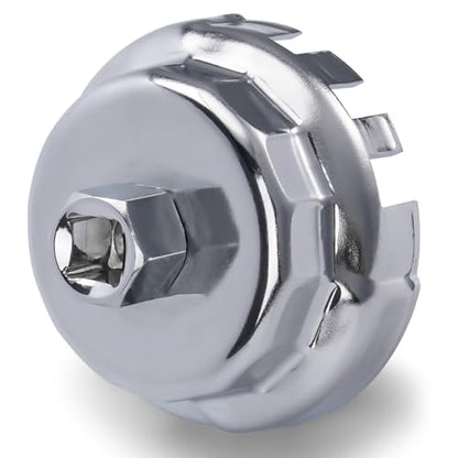 64mm 14 Flutes/6 Slots Oil Filter Cap Wrench Removal Tool Socket Compatible with Toyota, Lexus, and Scion Vehicles Equipped with 2.5L to 5.7L engines, Heavy-Duty Silver Alloy Steel - size: 6 Slot, style: Silver Alloy Steel - 6 Slot