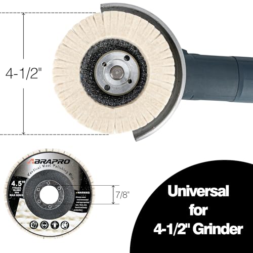 ABARPRO 4.5" x 7/8" Vertical Wool Polishing Disc for Angle Grinder, Wool Buffing Wheel Pad for Polishing Rough Surface to a Mirror Finish, for Metal Aluminum Marble Wood, 5 Pack - style: 5pack-Vertical Wool Polishing Disc