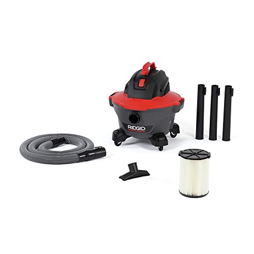RIDGID 62698 RT0600 NXT 6-Gal. Wet Dry Shop Vacuum with Casters, 4.25 Peak HP Motor, and Pro Locking Hose, Dark Gray and Red