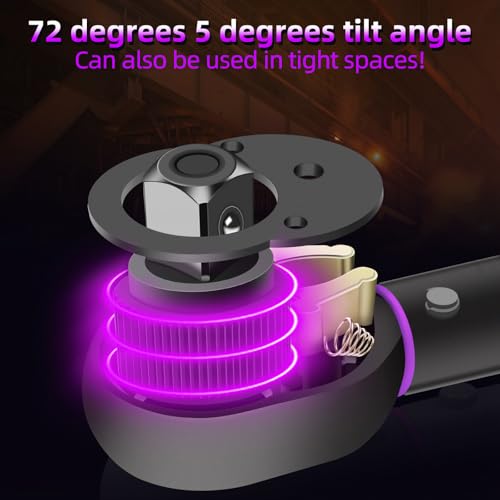 3/8" Inch Drive Click Torque Wrench 10-110 FT-LB/13.6-149.2N.M, ±3% Accuracy, Dual-Direction Click Professional Torque Wrench, Dual Range Scales Graduated in FT.LB and N.M, Purple - size: 3/8" 10-110 FT.LB(Purple)