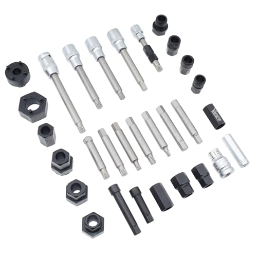 30PCS Alternator Pulley Remove Install & Alternator Decoupler Pulley Tool | Compatible with VW Audi Ford BMW Benz Volvo GM Toyota Buick Chevrolet, Clutch Freewheel Removal Socket Bit Set