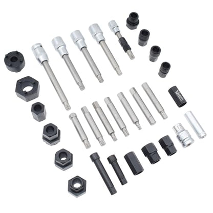 30PCS Alternator Pulley Remove Install & Alternator Decoupler Pulley Tool | Compatible with VW Audi Ford BMW Benz Volvo GM Toyota Buick Chevrolet, Clutch Freewheel Removal Socket Bit Set