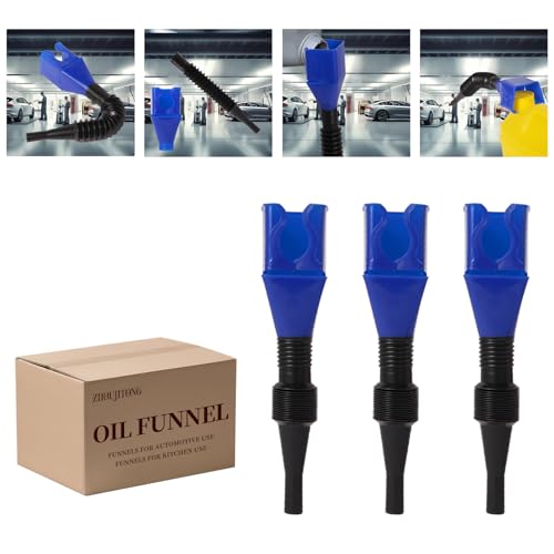 3-Pack Flexible Car Funnel for Oil Change, Retractable Snap-On Automotive Funnel with Adjustable Hose, Leak-Proof Spill-Free Design for Motorcycle, Cars, Repair Shop ﻿ - color: A2