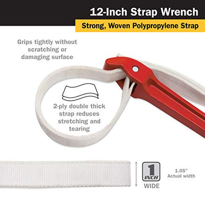 Titan 21315 12-Inch Strap Wrench, 12" Handle - size: 12" Handle