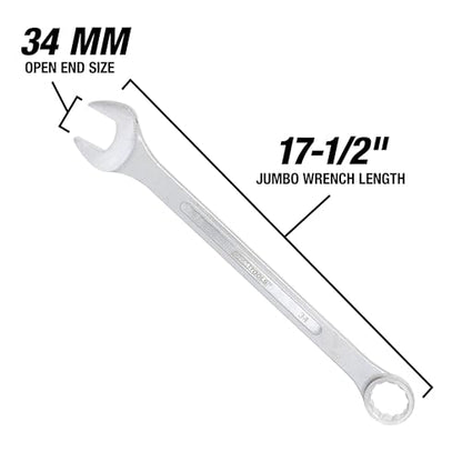 OEMTOOLS 22131 34mm Jumbo Combination Wrench, Combination Wrench Set Jumbo, Metric Combination Wrenches Set, OEM TOOLS Individual Metric Wrenches - size: 34mm