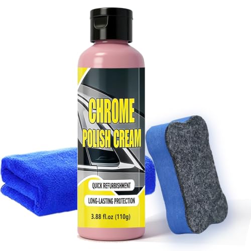 Chrome Polish Cream - Car Metal Polish for Rust & Oxidation Removal, Quick Refurbishment & Long-Lasting Protection for Chrome Wheels, Bumpers, Trim, Accessories