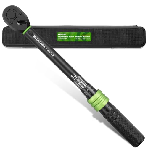 3/8 Inch Drive Torque Wrench 5-45 Ft-Lb for Bikes, Motorcycles | Click Torque Wrench (6.8-61Nm) with 3% Precision Dual-Direction Range, 72 Tooth Head for Automotive Repair, DIY Maintenance - size: 3/8" 5-45FT