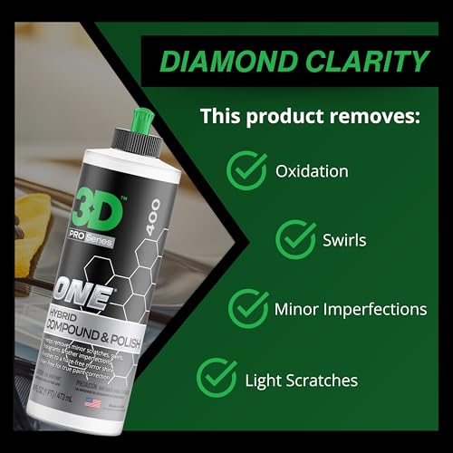 3D One Car Scratch & Swirl Remover Hybrid Rubbing Compound & Polish Buffing Compound for True Paint Correction 16oz Made in USA - size: 16oz.