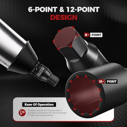 BILITOOLS 12 Point Axle Nut Socket Set, 1/2" Drive Spindle Nut Socket Set | for Wheel Bearing & CV Axle, Impact Deep 14mm 17mm 19mm 30mm 32mm 34mm 35mm 36mm, Compatible with Toyota, Honda, BMW, VW,Audi
