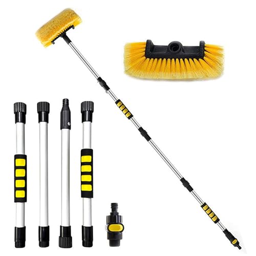 60" Car Wash Brush with Long Handle, Soft Bristle Scrub Cleaning Tool, Extendable Washing Brushes Broom Kit for Auto Cars, Trucks, RV, Truck, Boat, Wall, Solar Panels
