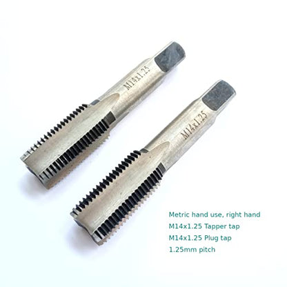 AtticZone M14 x 1.25 Metric Hand Thread Tap, Right Hand, Alloy Tool Steel, 1 Taper Tap, 1 Plug Tap for Metal Working DIY Industrial - size: M14x1.25