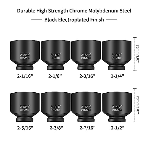 TONYNOL 3/4 Inch Drive Impact Jumbo Socket Set,6-Point,SAE(2-1/16" to 2-1/2"),8 Pcs,Cr-MO Steel,With a Storage Case - style: 3/4 Inch SAE(2-1/16" to 2-1/2"）