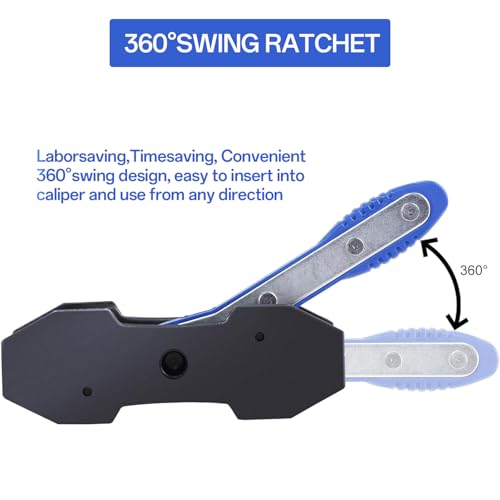 Professional Car Brake Piston Caliper Press Tool Set | Press Tool Set Includes Ratcheting Spreader, 4pcs Hangers, and 360-Degree Brake Caliper Press Ratchet