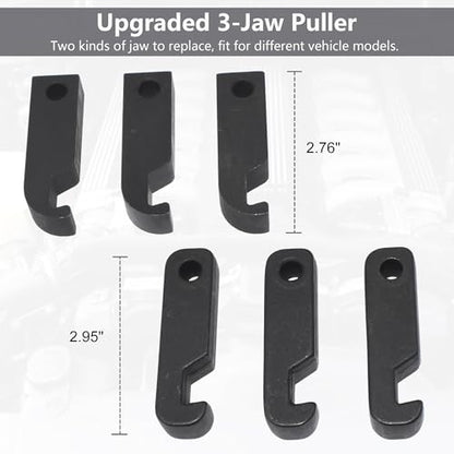 Harmonic Balancer Damper Pulley Puller Kit | Compatible with Ford GM Chrysler Cadillac Chevy, Adjustable Upgraded 3-Jaw Puller for Harmonic Damper & Balancer Removal - color: Black Case