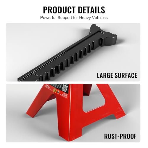 Big RED 12 Ton Jack Stands with Lock Adjustable Height to 28.15'',Heavy-Duty Car Jack Stands Fit for Cars, SUVs, and Most Automobiles, Red, 2 Pack - style: 12 ton jack stands