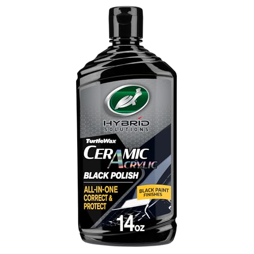 Turtle Wax Hybrid Solutions Ceramic Acrylic Black Car Polish and Wax, Car Scratch Remover & Car Paint Restorer for Black Cars, Deep Shine, Ceramic Coating Protection & Water Beading, 14 oz (Pack of 1) - size: 14 Fl Oz (Pack of 1)