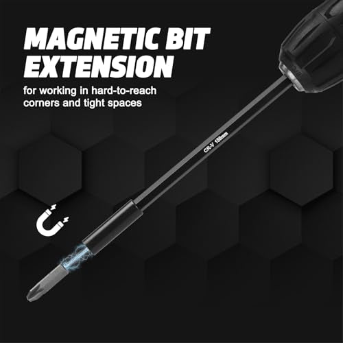55PCS Magnetic Nut Driver Set, Metric & SAE Magnetic Impact Drill Driver Bit, Deep Nut Driver Set, Wing Nut Driver, 1/4" Quick Change, Heavy Duty Socket Adapters & Bit Extensions, Storage Box