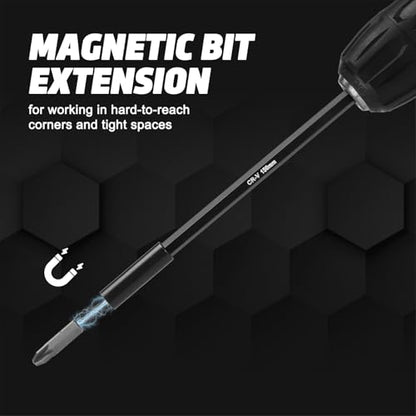 55PCS Magnetic Nut Driver Set, Metric & SAE Magnetic Impact Drill Driver Bit, Deep Nut Driver Set, Wing Nut Driver, 1/4" Quick Change, Heavy Duty Socket Adapters & Bit Extensions, Storage Box