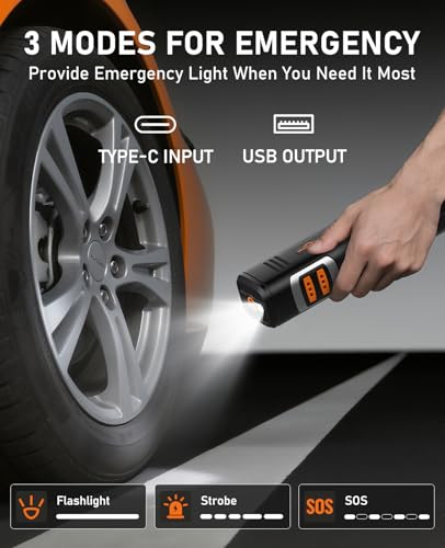 150PSI Tire Inflator Portable Air Compressor, Cordless Bike Pump | Fast Inflation, Digital Pressure Gauge, LED Light, Auto Shutoff, One-Click Start, for Car, Motorcycle, Bicycle, Ball