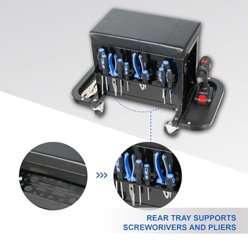 ZeHuoGe 3 Drawer Tool Chest, Rolling Mechanic Seat with Tool Trays, 2-In-1 Tool Chest, 350lbs Max Weight Capacity