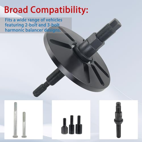 Heavy-Duty Harmonic Balancer Puller Tool Kit for Crankshaft Pulley, Steering Wheel Puller Set, Wheel Remover & Installation Tools for Auto Repair