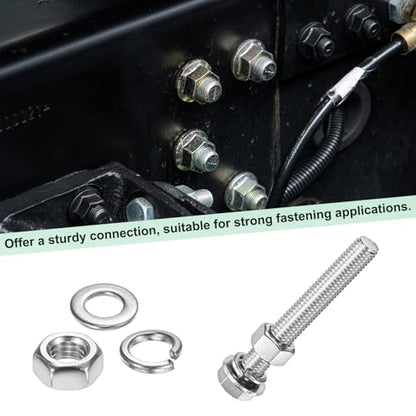 M METERXITY 10-Pack Hex Head Screw Bolt with Nuts Flat & Lock Washers M12x85mm Stainless Steel Bolts and Nuts Kit Fully Threaded Metric Bolt Assortment for Equipment/Machinery - size: M12x85mm