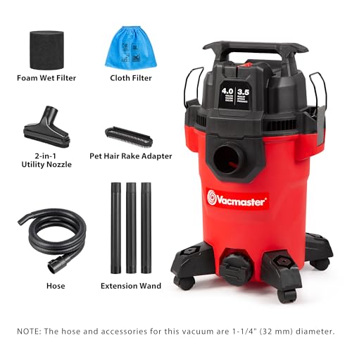 Vacmaster 4-Gallon 3.5 Peak HP Wet/Dry Vac, VCM408PF 1101 - size: 4-Gallon