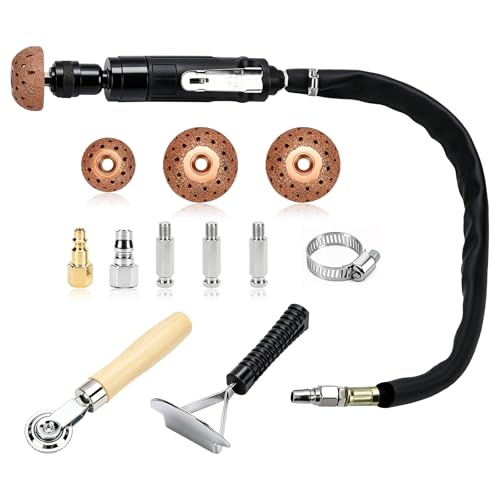 Pneumatic Tire Plug Tools Kit 2500RPM Low Speed Tire Buffer Grinder with Tungsten Steel Grinding Head, Tire Scraper, Rubber Pressure Roller Tire Patch Kit for Auto Tire Repair and Maintenance