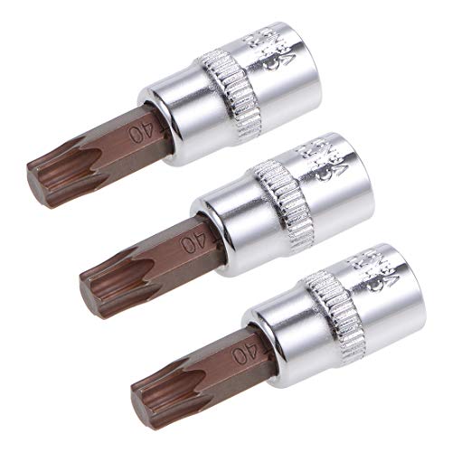 uxcell 3pcs 1/4" Drive x T40 Torx Bit Socket, S2 Steel Bits CR-V Sockets 38mm Length Use with Ratchet Wrench, Slide Bar, Extension Rod - size: T40