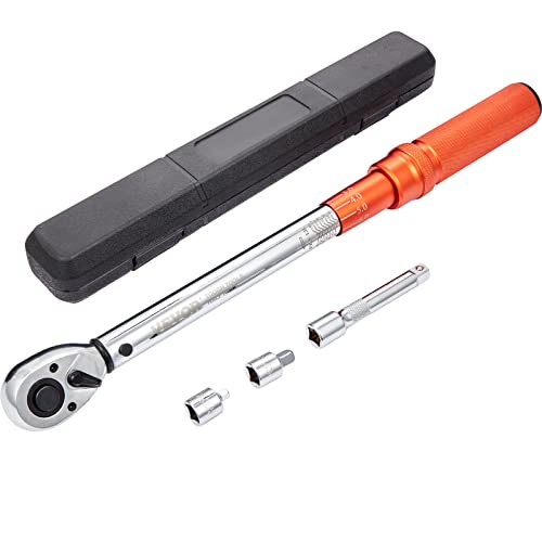 VEVOR 1/2-inch Drive Click Torque Wrench, 10-150ft.lb/14-204n.m Mechanical Dual Range Scales, Dual-Direction Adjustable with Adapters Extension Rod - size: 10-150 FT.LB, style: 1/2-inch