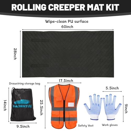 Upgraded Rolling Creeper Mat, 60"x28" Portable Under Car Repair Pad with Storage Bag, Auto Repairing Tool for Working On Low Clearance, Uneven Surfaces, Gifts for Him Men Dad Husband Fathers