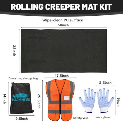 Upgraded Rolling Creeper Mat, 60"x28" Portable Under Car Repair Pad with Storage Bag, Auto Repairing Tool for Working On Low Clearance, Uneven Surfaces, Gifts for Him Men Dad Husband Fathers