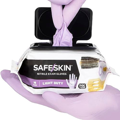 SAFESKIN Disposable Nitrile Gloves in POP-N-GO Pack of 50 or 200 Powder Free - Hair, Cleaning, Medical Use, Food Handling - size: Large (Pack of 50)