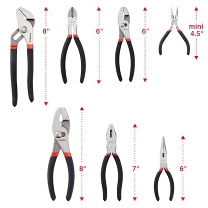 7 Piece Professional Pliers Set With Long Nose, Linesman, Water Pump, Slip Joint And Diagonal Cutting Pliers, Heavy Duty Hand Tool Set For Electrical Work, Home DIY And Automotive Repair - size: 7pc