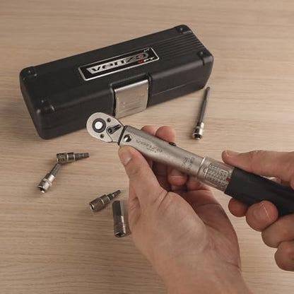 Venzo Bicycle Bike 1/4 Inch Driver - Torque Wrench Allen Key Tools Socket Set Kit 2-24Nm - Small Adjustable