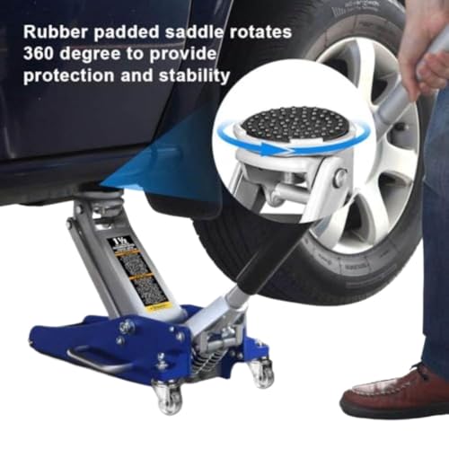 Racing Floor Jack Compatible with Automotive Vehicles Blue Hydraulic Low Profile Aluminum and Steel Dual Piston Quick Lift Pump 1.5 Ton 3000 Lb Capacity