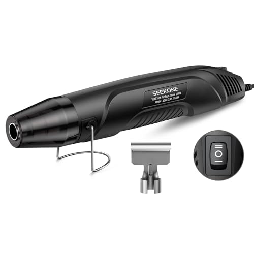 SEEKONE 350W Mini Heat Gun with Dual-Temp Model 500℉ & 842℉(260℃& 450℃), Hot Air Gun with Overload Protection and Reflector Nozzle for Heat Shrinking Tubes, Shaping, PVC Tubing（Black） - color: Black