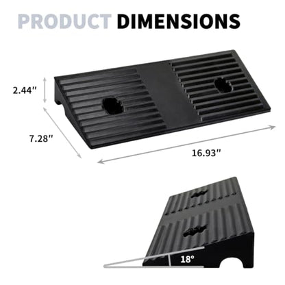 2.5 Inch Rise Rubber Curb & Threshold Ramp 2 PCS 16.93"x7.28" | 7000lbs capacity, suitable for driveway, sidewalk, shed entry, cars, motorcycles, lawn mowers, Durable, Sturdy - size: 2.5"Height