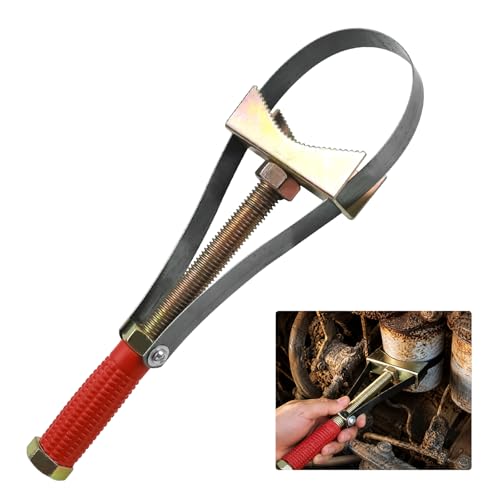 Adjustable Oil Filter Wrench, Heavy Duty Strap Wrench, Oil Filter Removal Tool Fits 90-150mm Diameter for Motorcycle Car Sedan SUV, Oils Change Tools, Easy Grip with Tension Nut (9-15cm) - size: 9-15cm