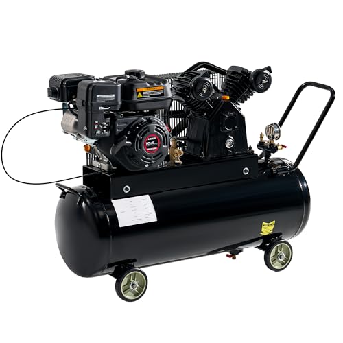 Albott 6.5HP Gas Air Compressor, 20 Gallon Portable Horizontal Tank | 196cc Loncin Engine Max 115PSI Pressure Pneumatic Tool Compatible Commercial and Residential Use - size: 20 Gal