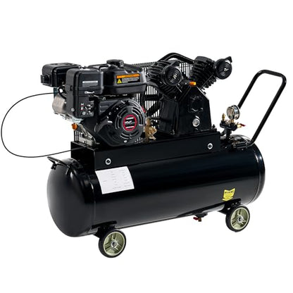 Albott 6.5HP Gas Air Compressor, 20 Gallon Portable Horizontal Tank | 196cc Loncin Engine Max 115PSI Pressure Pneumatic Tool Compatible Commercial and Residential Use - size: 20 Gal