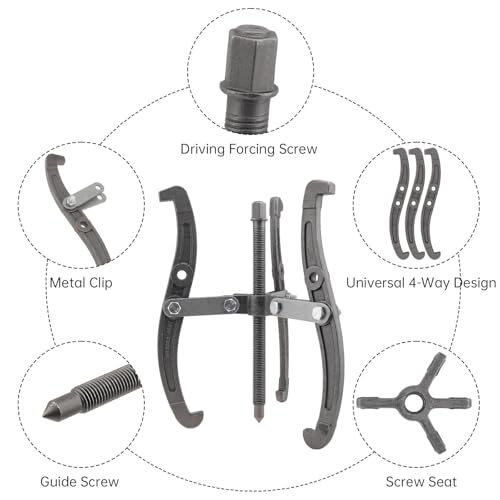 ChgImposs Multifunction Standard Carbon Steel 2 Jaw / 3 Jaw Bearing Puller with 4 Single Hole Claw Pullers for Car/Mechanical Repairing (16 Inch) - size: 16 Inch