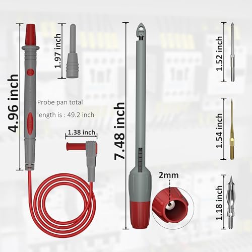 Multimeter Automotive Test Leads Kit with Soft Carrying Case Wire Piercing Clip Puncture Probes Wire Replaceable Precision Sharp Probes for Digital Electrical Multimeter Testing