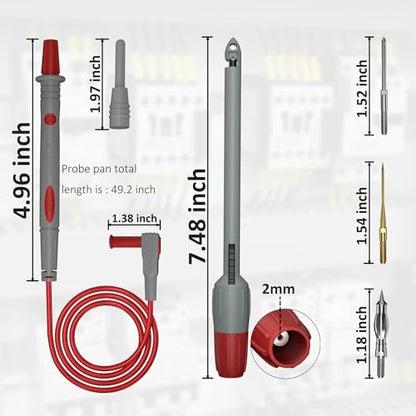 Multimeter Automotive Test Leads Kit with Soft Carrying Case Wire Piercing Clip Puncture Probes Wire Replaceable Precision Sharp Probes for Digital Electrical Multimeter Testing