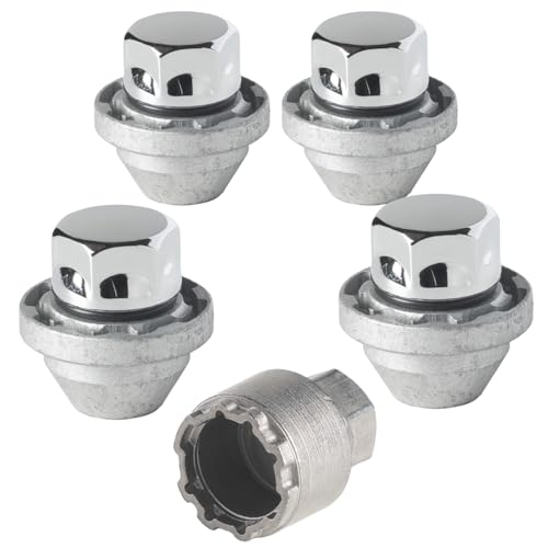 Farad GalaxyLock AE/M Chromed Lug nut Wheel-Locks Kit Suitable for Ford Explorer (1/2-20 Thread Size) - Set of 4 Lug Nuts + 1 Key