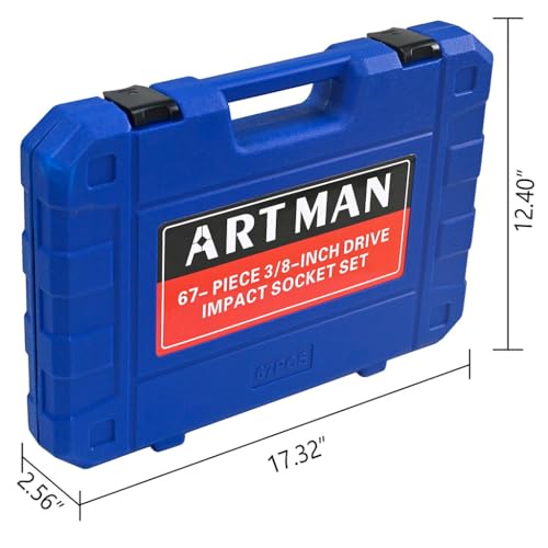 67-Piece Air Tool and Accessories Kit, Professional Pneumatic Socket Set with Long & Short Metric & SAE Sockets, Universal Joints, Extension Rods, Ratchet Wrench, Quick Connectors & Storage Case