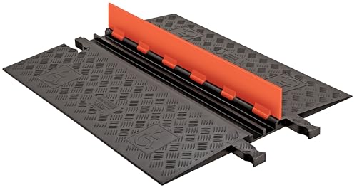 Checkers 2 Channel Low Profile Drive Over Cable Protector with Built in ADA Compliant Ramp, Heavy Duty Loads up to 46,000 Pounds, Polyurethane Construction, Orange/Black, GD2X75-O/B - color: Orange, style: ADA Compliant