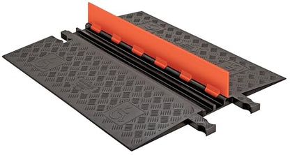 Checkers 2 Channel Low Profile Drive Over Cable Protector with Built in ADA Compliant Ramp, Heavy Duty Loads up to 46,000 Pounds, Polyurethane Construction, Orange/Black, GD2X75-O/B - color: Orange, style: ADA Compliant