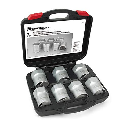 Powerbuilt Wheel Bearing Locknut Socket Set, 7 Piece Remover Tool Kit, Rounded and Regular Hex, Wheel Bearing Tools, Storage Case - 648642, Silver - style: Wheel Bearing Locknut Socket Set